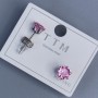 Серьги-пусеты Xuping с розовым камнем 6 мм ± родиевым покрытием