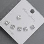 Серьги-пусеты 5 мм+, серебристый металл, белые стразы