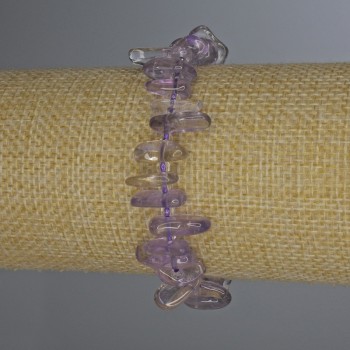 Браслет из крошки аметрина, диаметр 12–15×2–4 мм, длина 18 см, стрейч
