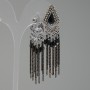 Серьги в восточном стиле с черными кристаллами, длина 70 мм