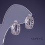 Серьги Xuping 15х6мм родий с белыми кристаллами