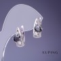 Серьги Xuping 17х8мм родий с черным камнем
