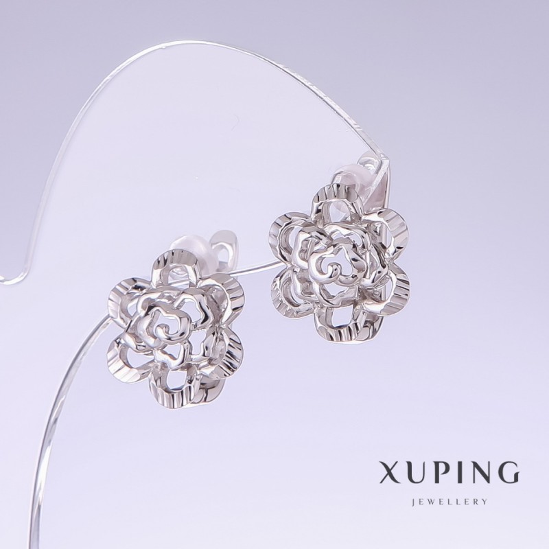Серьги Xuping, длина 15 мм, толщина 14 мм, родий