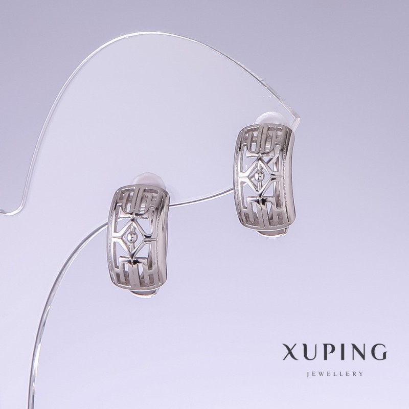 Серьги Xuping, длина 15 мм, толщина 8 мм, родий