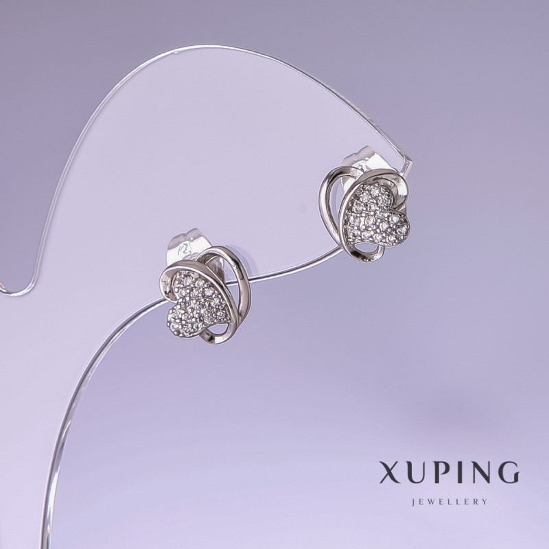 Серьги Xuping 9х10 мм родий