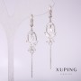 Серьги Xuping с белыми камнями 55×10 мм родий