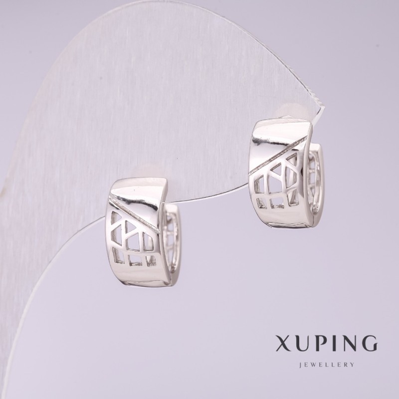 Серьги Xuping 12х7 мм родий