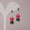 Серьги из коралла (штучный) и агата (пресс.) гладкая бусина, диаметр около 10 мм +-, длина около 40 мм +-