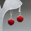 Серьги из коралла (пресс) гладкий шарик, диаметр 12 мм+-, длина 33 мм+-